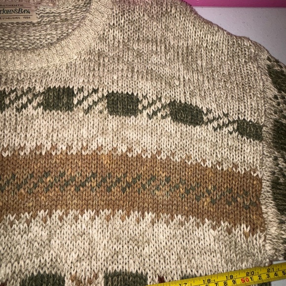St. John's Bay Men's Patterned Crewneck Sweater - Olive, Brown, Cream - Picture 6 of 14
